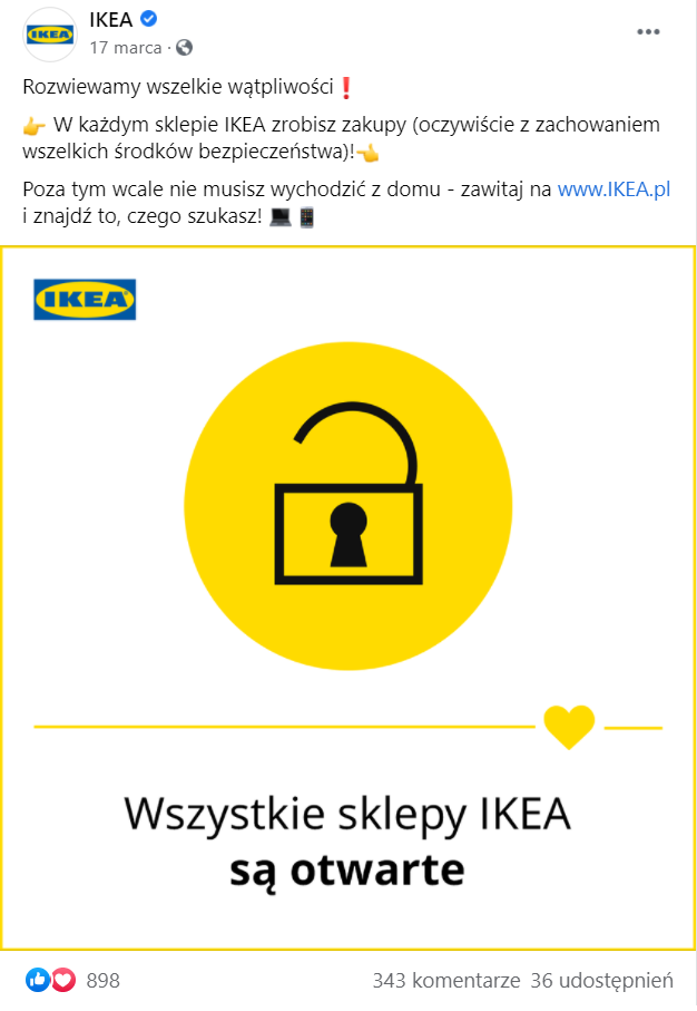 Posty na Facebooka Ikea