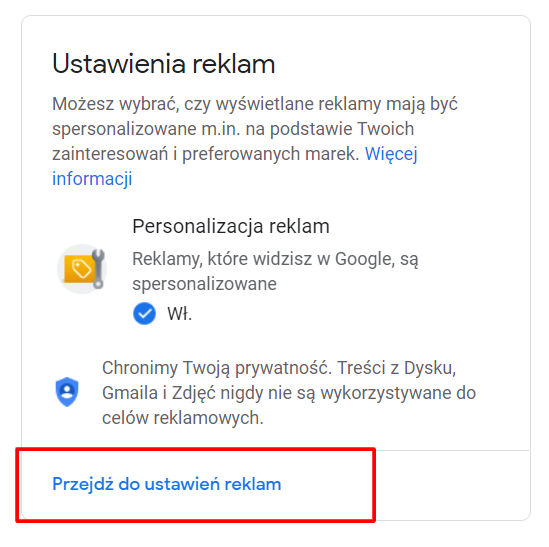 ustawienia reklam google